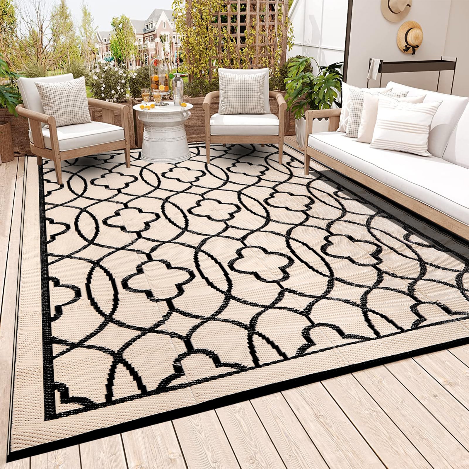 Pendolr Reversible Mats - Outdoor Rugs 9x12 for Patios Clearance, Plastic Straw Rugs Waterproof, Portable, Outdoor RV Camping 