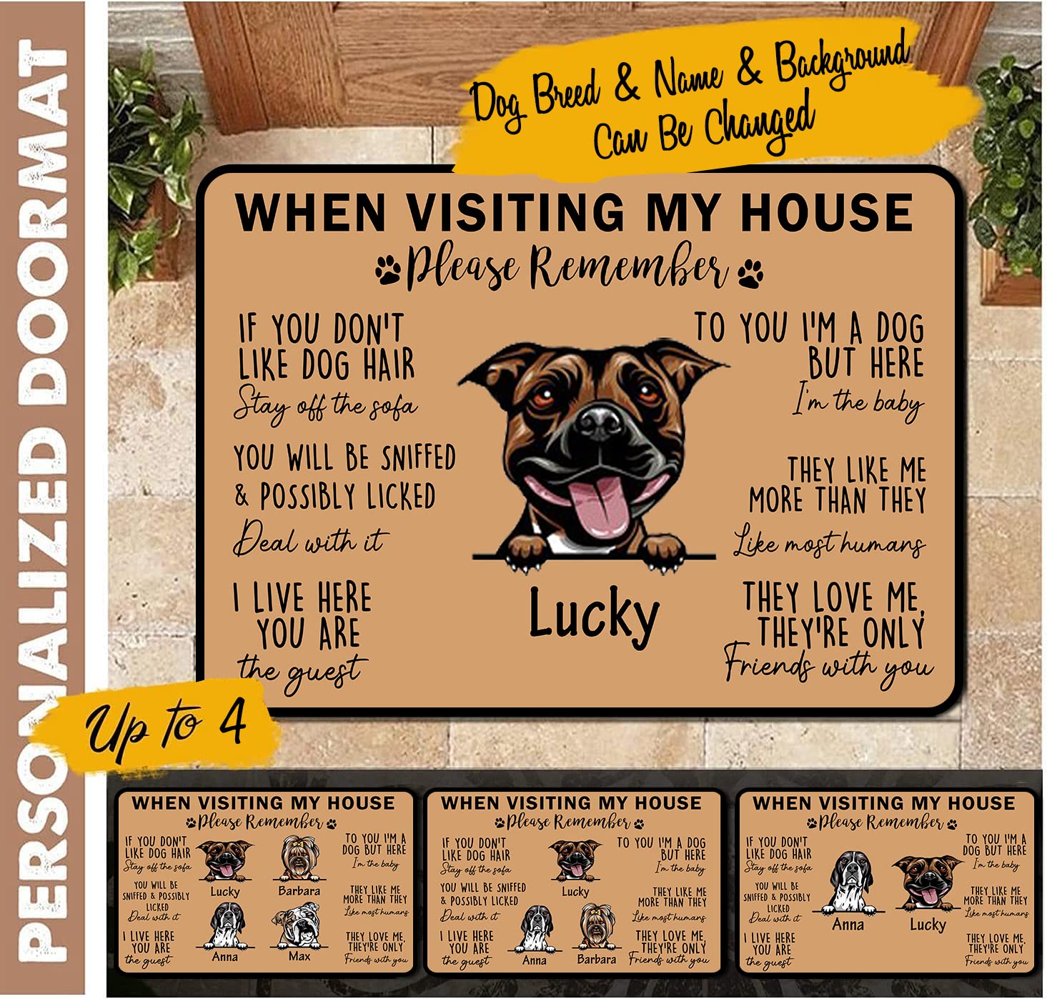 InterestPrint Dog Door Mat When Visiting My House Please Remember Custom Decorative Mat, Dog Welcome Mat - Dog Lover Welcome Hom