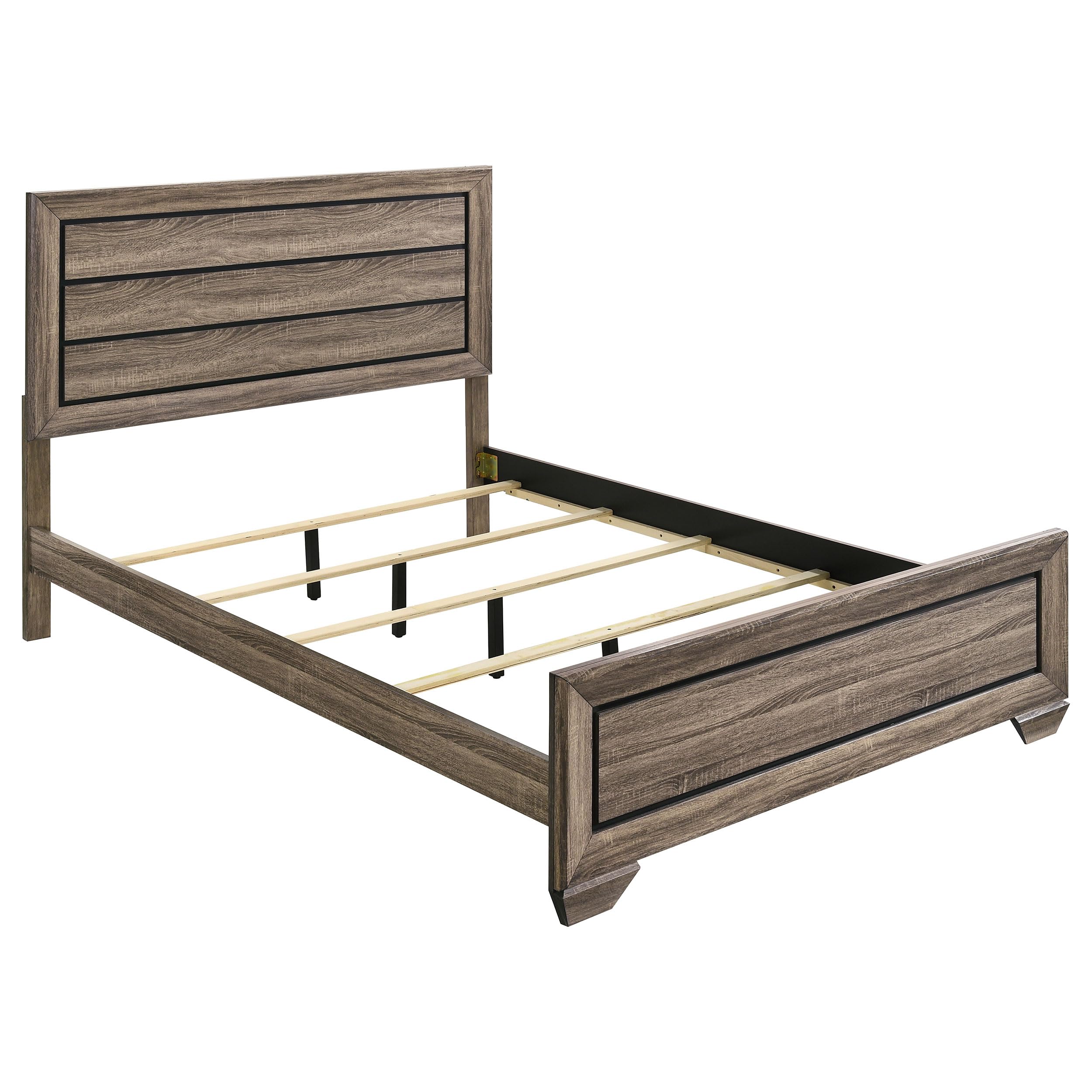 Coaster Home Furnishings - Kauffman - Wood - Queen Panel Bed with Horizontal Planked Headboard, Framed Case Front, and Tapered F