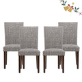 Parsons Dining Chairs Set of 4, Upholstered Nailhead Dining Room Kitchen Side Chair with Thick Cushions and Wood Legs, Black/Whi