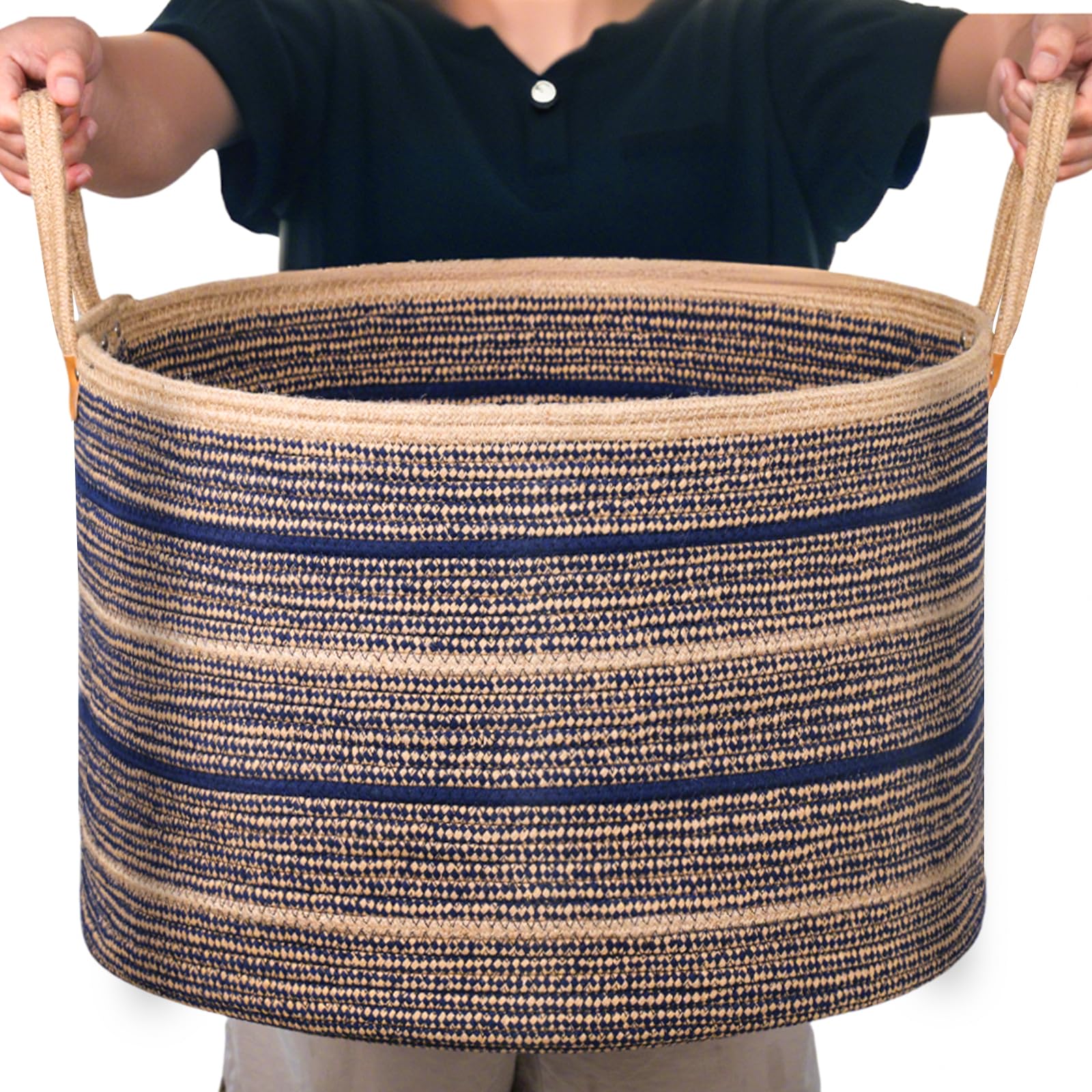 ZOES HOMEWARE Large Blanket Basket, 22x22x14 | Jute Blanket Basket Living Room, Laundry, Nursery | Toy Basket for Blankets, Toys