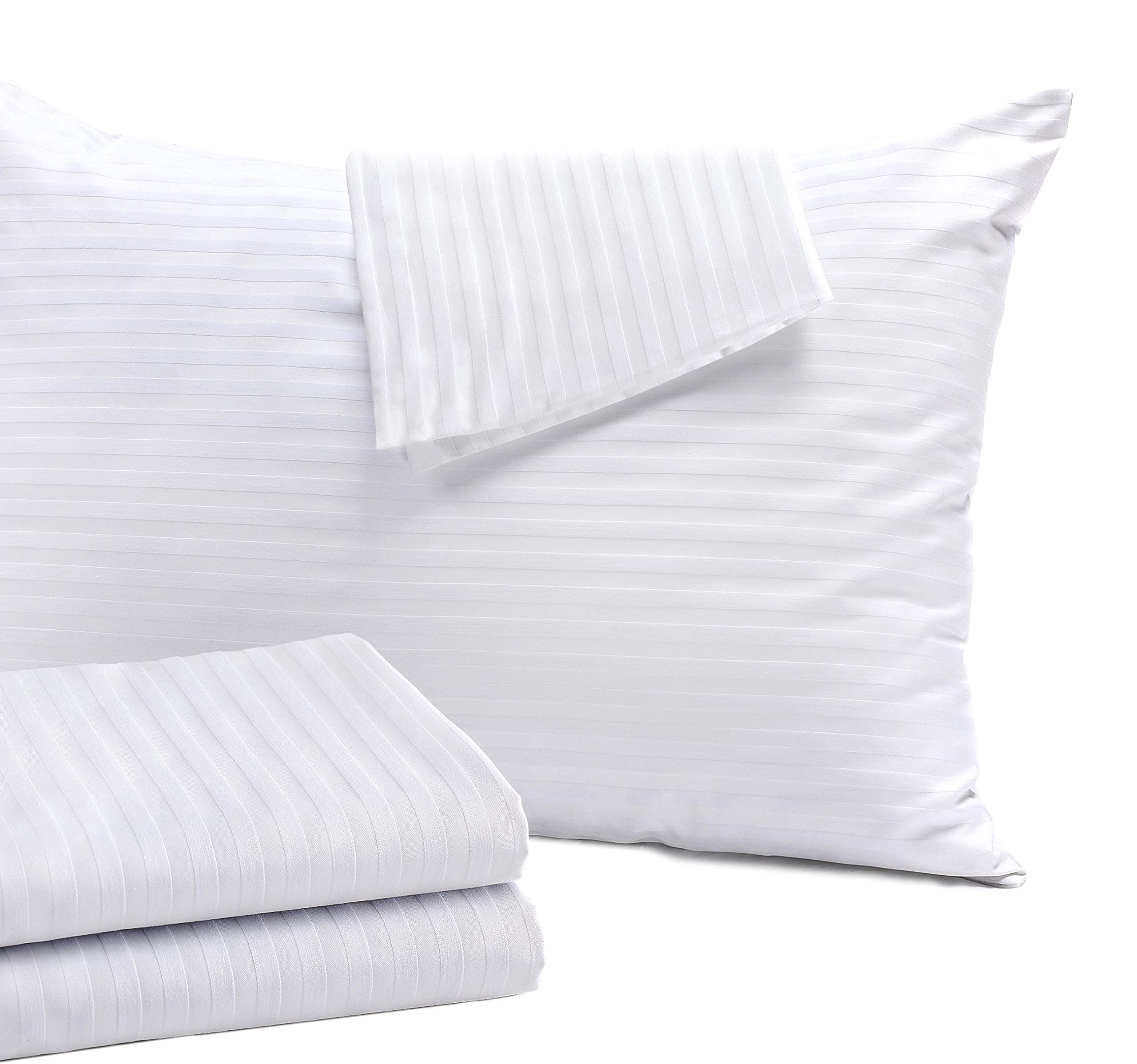 Niagara 4 Pack Queen Pillow Protectors with Zipper, Soft Quiet Cotton Sateen, Effective Dust Protection, Stay in Place Pillow Co