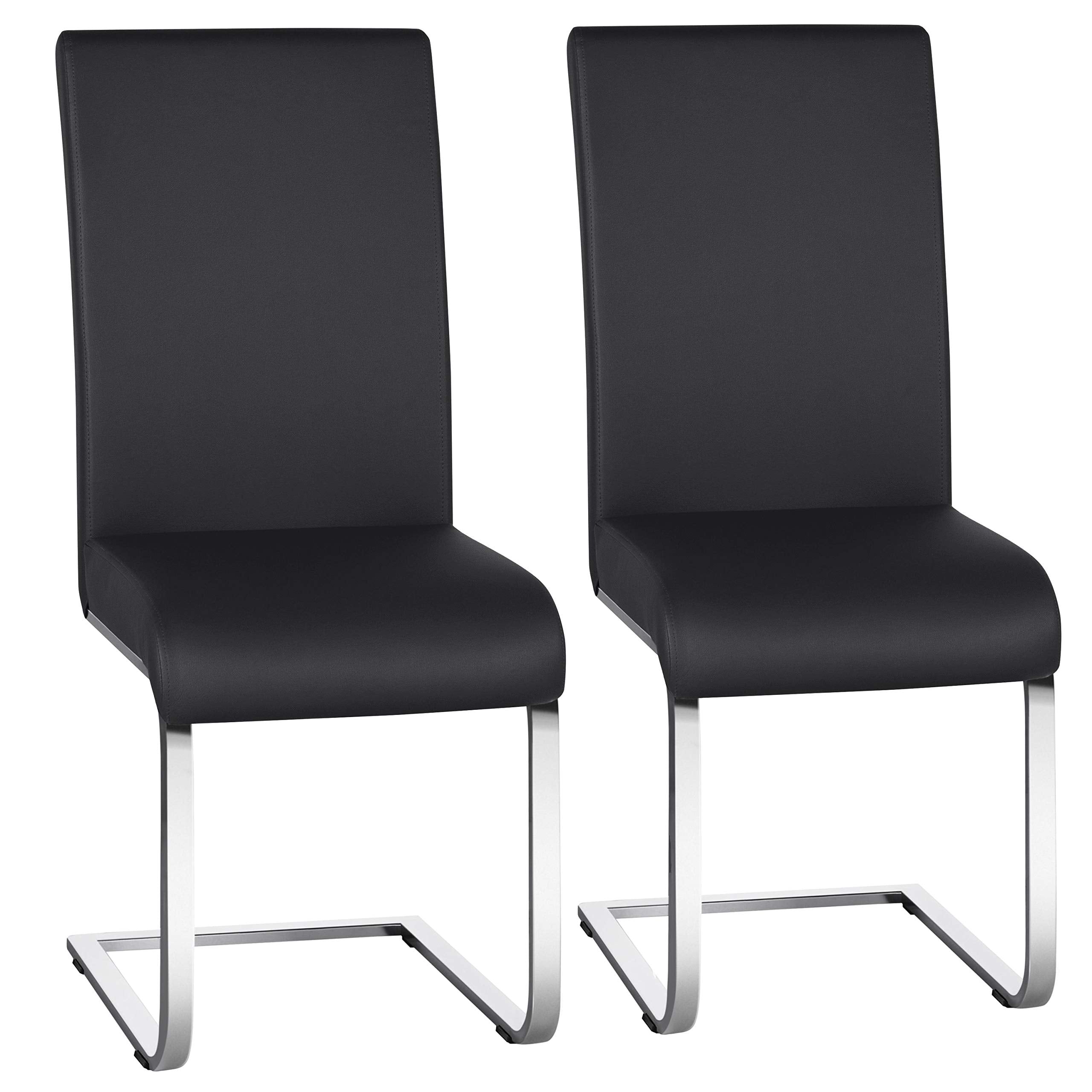Yaheetech Dining Chairs Modern Living Room Chairs Leather Upholstered Side Chairs with Metal Legs for Kitchen Wedding, Set of 2,