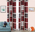 Sapphire Home Kids Boys Teens 2 Window Curtain Panels 84 Long, Plaid Stripes Checked Print Design Black Red Gray Curtains for Te