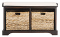 SAFAVIEH Home Collection Freddy Brown/ Wicker Basket 2-Drawer Storage Bench with Cushion (Fully Assembled)