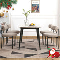 EDWELL Boucle Dining Chairs Set of 4, Modern Dining Room Chairs with Thick Cushions, Round Upholstered Kitchen Chairs with Black