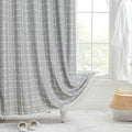 MitoVilla Boho Shower Curtain Set 72 x 78, Grey Farmhouse 78 inch Long Cotton Linen Tassel Ultra Thick Heavy Duty Fabric Shower 