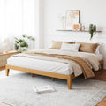 King Size Wood Platform Bed Frame-12 Inch Solid Wood Queen Bed Frame with Slat Support, No Box Spring Needed-Rustic Pine
