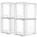 Vtopmart 4 Pack Clear Stackable Storage Drawers,9.7 High Plastic Organizers Bins for Skincare, Bathroom Supplies,Ideal for Cabin
