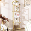 Hzuaneri Bookcase Bookshelf, Tempered Glass Bookshelves, Slim Shelving Unit for Bedroom, Bathroom, Home Office, Steel Frame, 5 T