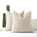 ROMANDECO Boucle Decorative Throw Pillow Covers for Couch Set of 2, 16x16 inches, Beige