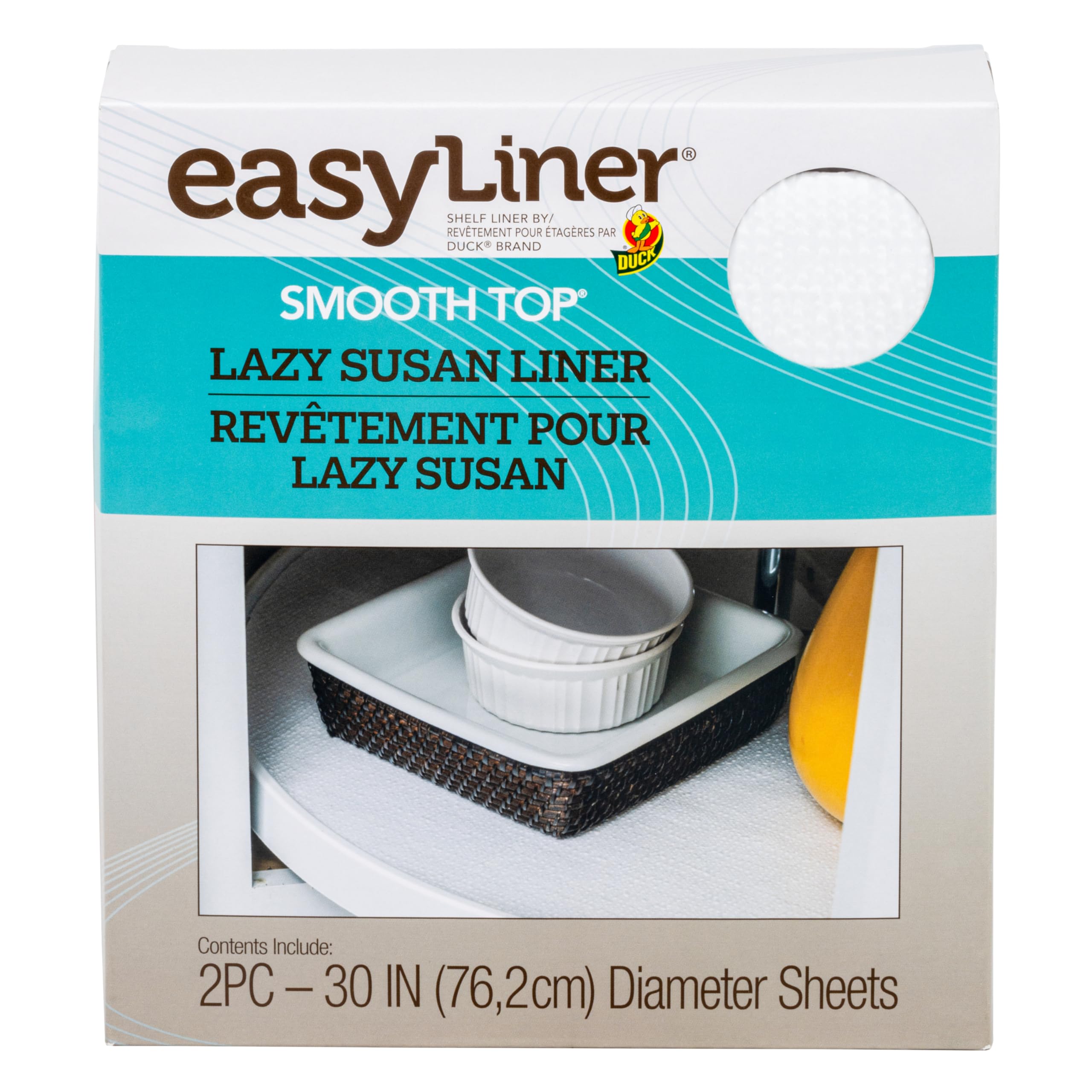 Smooth Top EasyLiner Lazy Susan Liner Kit - Easy to Install, Circular, Non Slip Shelf Liner for Lazy Susan Kitchen Cupboards and