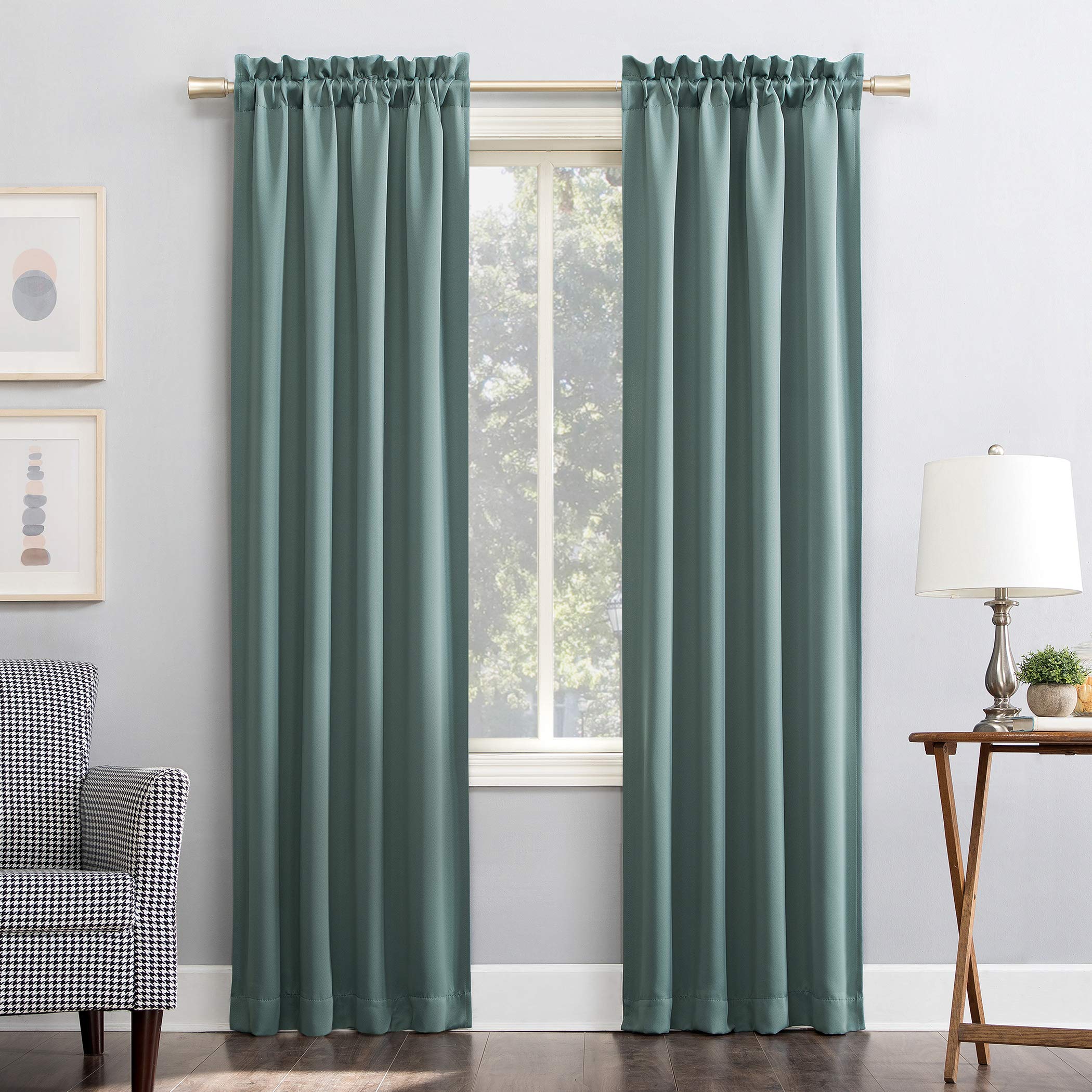 Sun Zero Easton Energy Saving Blackout Rod Pocket Curtain Panel, 40 x 84, Mineral