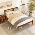 KOMFOTT Full Size Wood Platform Bed Frame with Headboard, 16-Inch Mid-Century Wooden Bed Frame with Slats Support & 12    Under 