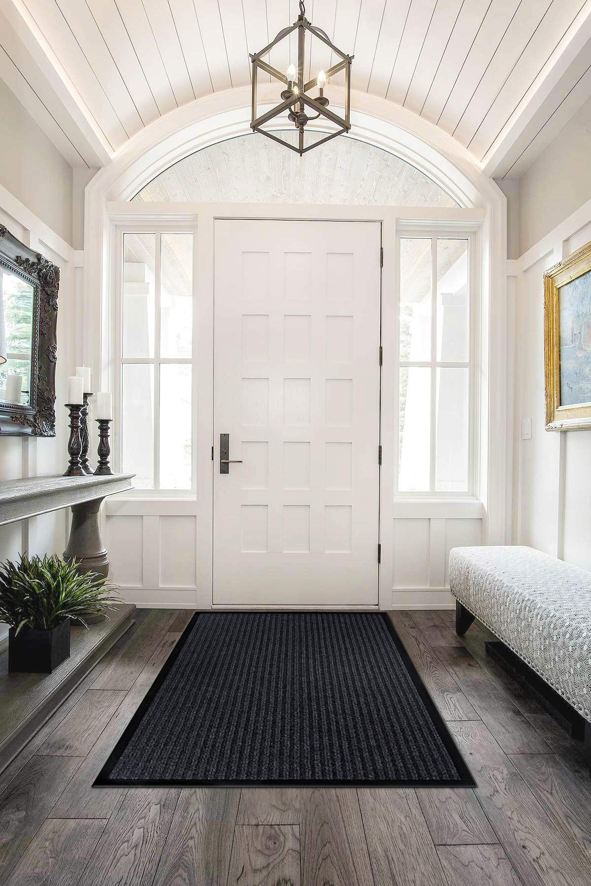 LuxUrux Heavy-Duty Rubber Door Mat - Durable, Indoor/Outdoor Use - Easy to Clean, Waterproof, Low-Profile Entry Mat - Ideal for 