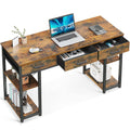 ODK Office Small Computer Desk: Home Table with Fabric Drawers & Storage Shelves, Modern Writing Desk, Vintage, 48x16