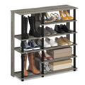 Furinno Turn-N-Tube Multi Storage Shoe Rack, 35.2W 6-Tier, French Oak Grey/Black
