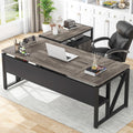 Tribesigns L Shaped Desk with Drawer Cabinet, 63 Executive Computer Desk and lateral File Cabinet, 2 Piece Home Office Furniture