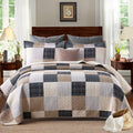 PANGUSHAN Quilts Set King Size,100% Cotton Quilt,Patchwork Plaid King Quilt Bedding Set Bedspreads,Farmhouse Rustic Lightweight 