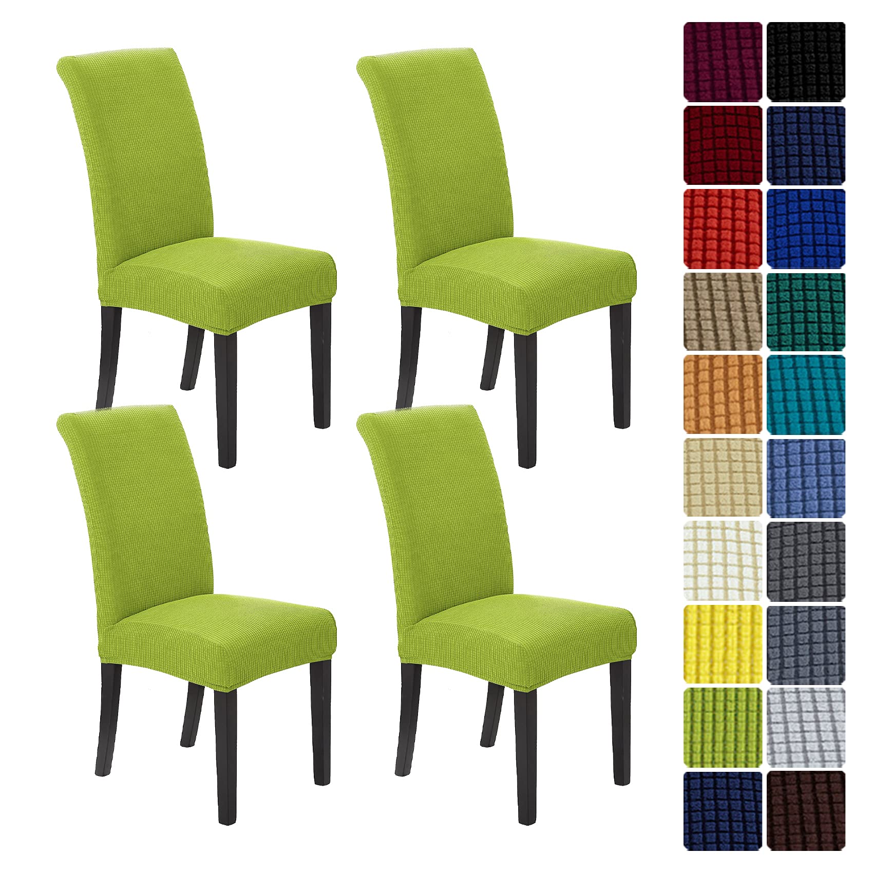 Howhic Chair Covers for Dining Room Set of 4, Stretchy Dining Chair Covers, Textured Jacquard Kitchen Chair Slipcovers, Classy D