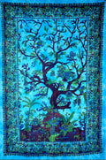 The Boho Street Turquoise Tree of Life Twin Size Indian Bohemian Wall Art - Mandala, Hippie Tapestries Psychedelic Boho Tapestry