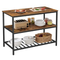 VASAGLE Kitchen Island with 3 Shelves, 47.2 Inches Kitchen Shelf with Large Worktop, Stable Steel Structure, Industrial, Easy to