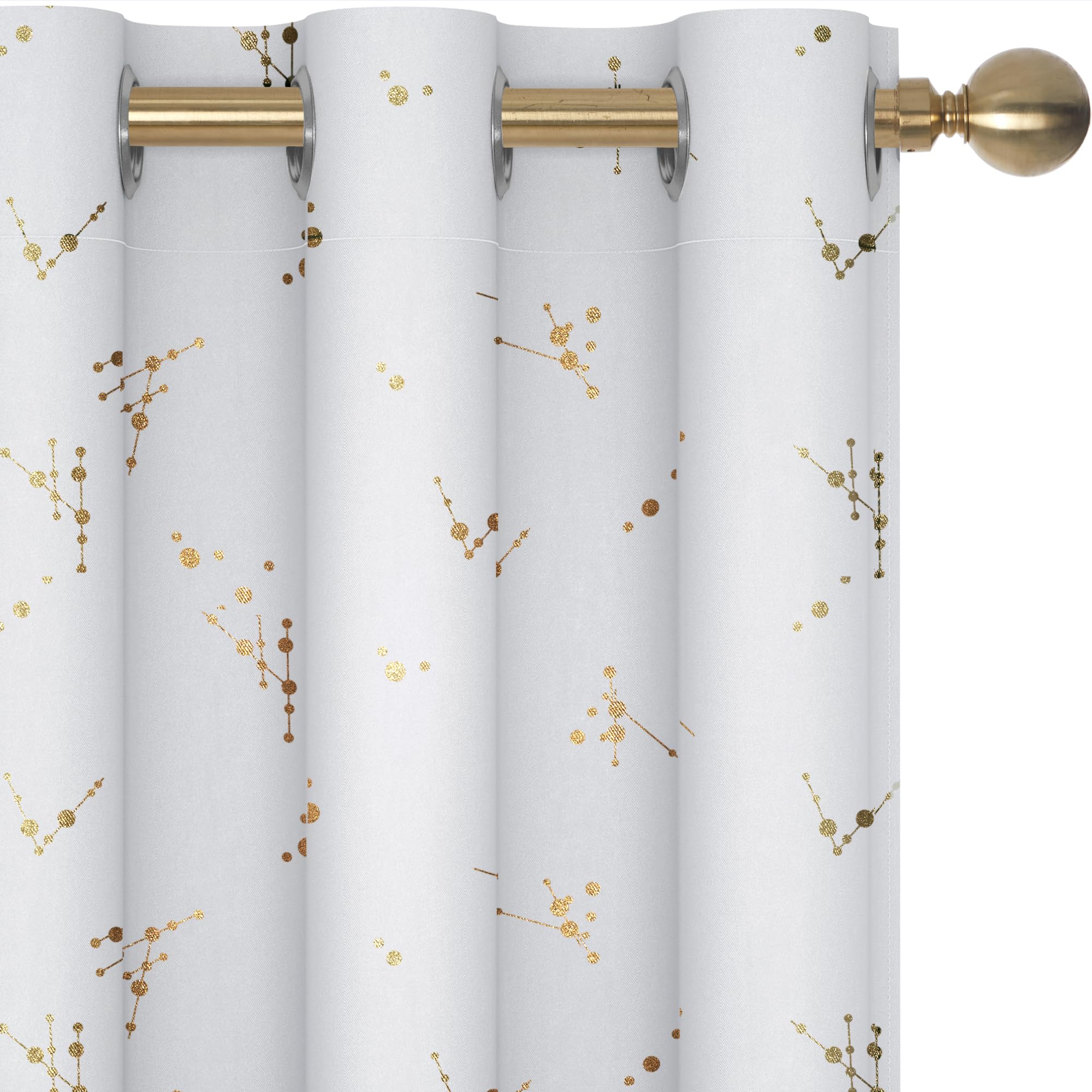 Deconovo Blackout Curtains for Bedroom, Thermal Insulated Foil Printed Boho Curtains for Living Room, Light Blocking Curtain, 2 