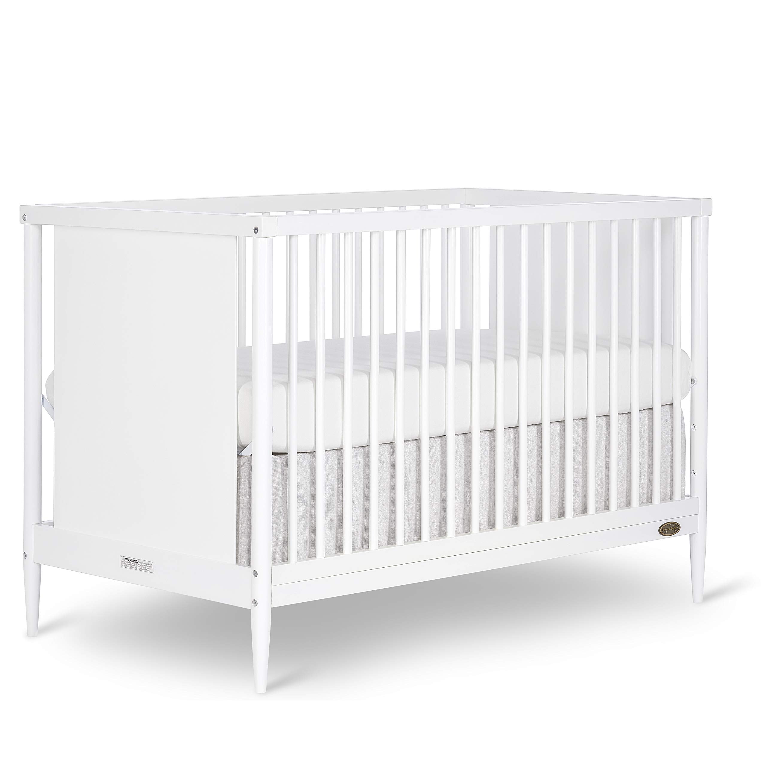 Dream On Me Clover 4-in-1 Modern Island Crib with Rounded Spindles in White, Convertible Crib, Mid-Century Meets Modern, Coordin