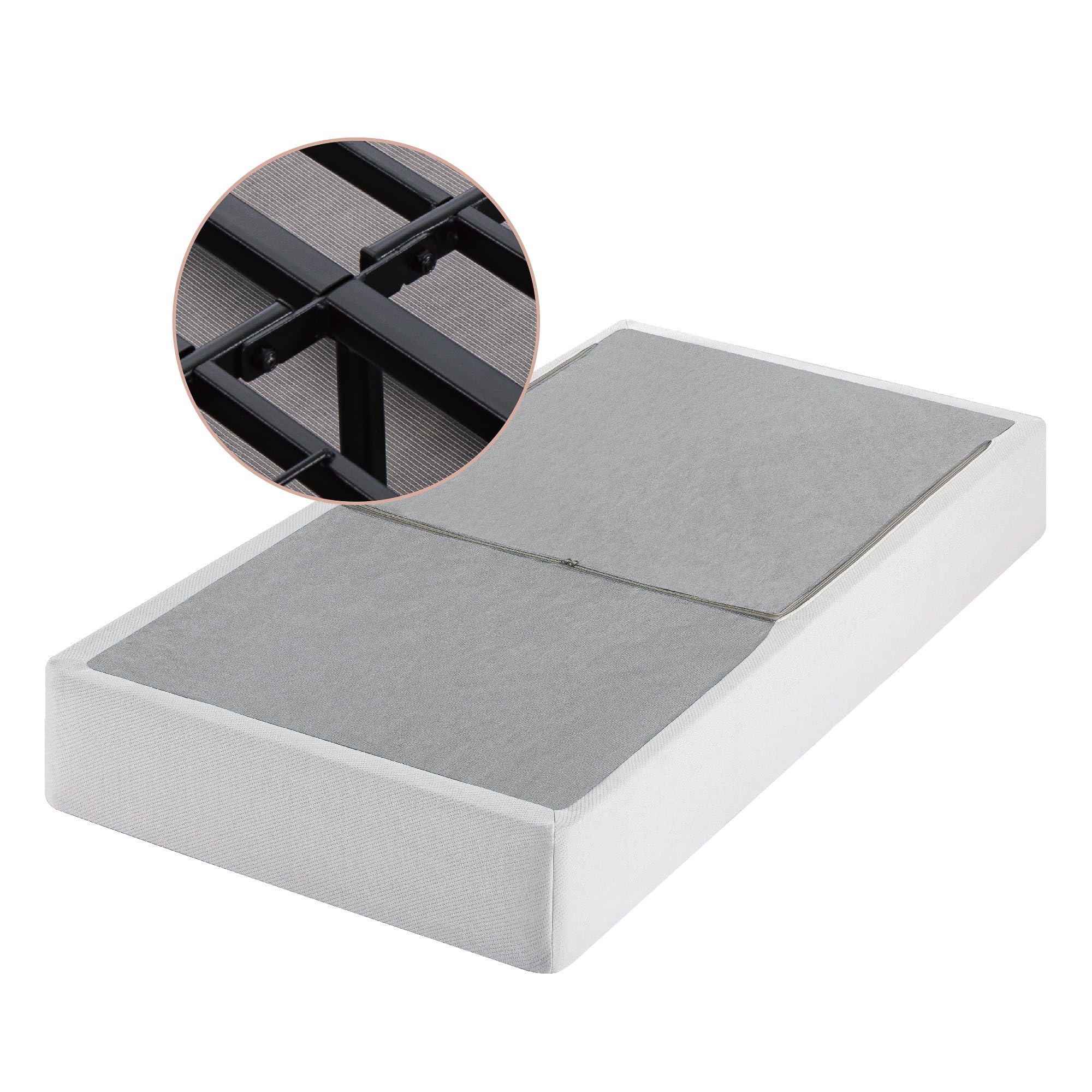 ZINUS No Assembly Metal Box Spring 9 Inch White Mattress Foundation, Sturdy Metal Structure, Twin