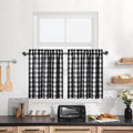 Buffalo Plaid Gingham Half Window Cafe Tier Curtains, Farmhouse Check Tiers Curtain for Kitchen Bathroom Living Room Window, 28 