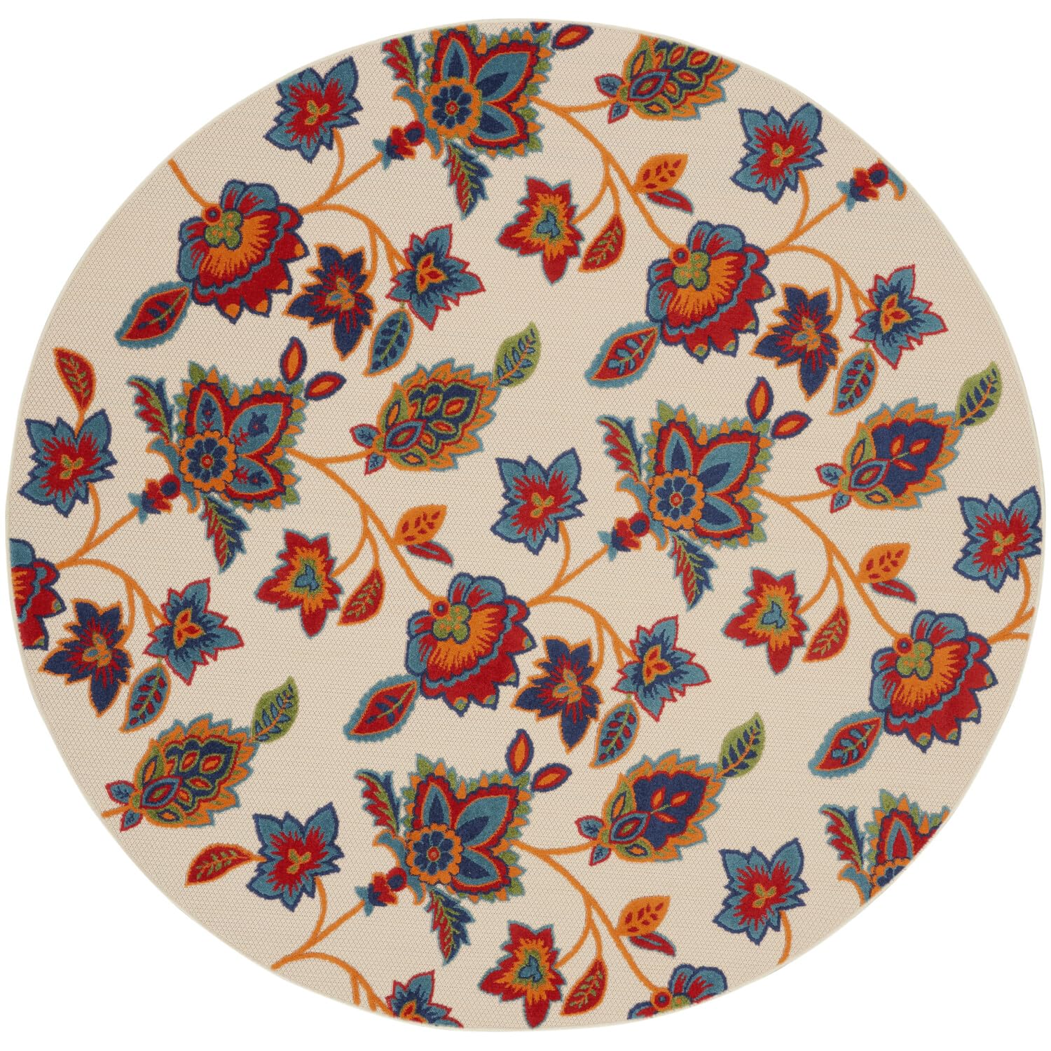 Nourison Aloha Indoor-Outdoor Modern Multicolor 710    x Round Area Rug, Easy Cleaning, Non Shedding, Bed Room, Living Room, Din