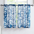 Leaf Kitchen Window Curtains for Bathroom Bassement Navy Blue and White Caf   Curtain Panels Half Window Curtains 36inches 2 Pan