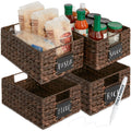 Best Choice Products Set of 4 9x12in Water Hyacinth Pantry Baskets, Woven Kitchen Organizers w/Chalkboard Label, Chalk Marker - 