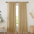 NICETOWN Linen Brown Curtains & Drapes Privacy with Light Filtering, Rod Pocket/Back Tab Flax Linen Burlap Window Treatments Ver