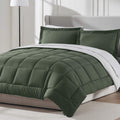 Nestl 7 Piece Full Comforter Set - Olive Green Reversible Bed in a Bag - Complete Full Size Bedding Set with Sheets, Pillowcases