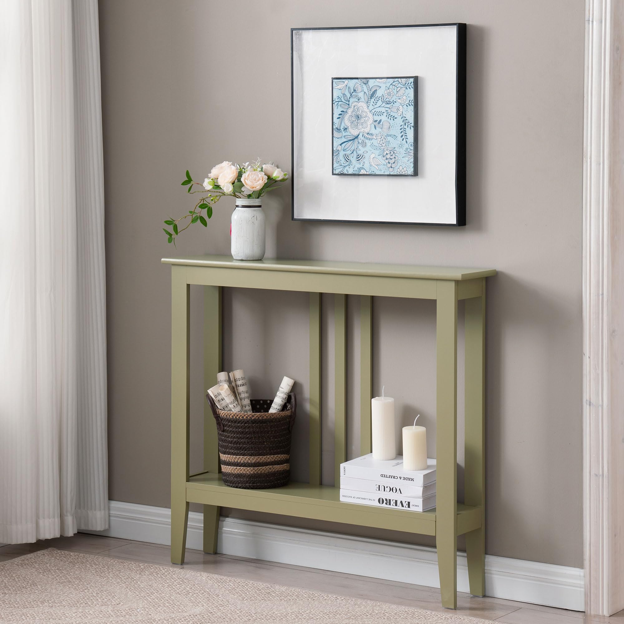 Kings Brand Furniture Balfour Console Entryway Table, Narrow Sofa Table with Shelves for Entrance, Hallway, Living Room, Foyer (