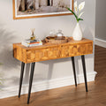 Bme Console Modern Mid-Century 2 Drawers and Metal Legs, Unique Geometric Design Sofa Table for Entryway, Hallway, Living Room, 