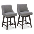 CHITA Counter Height Swivel Barstools, FSC Certified 26  H Seat Height Upholstered Bar Stools Set of 2, Fabric in Fog