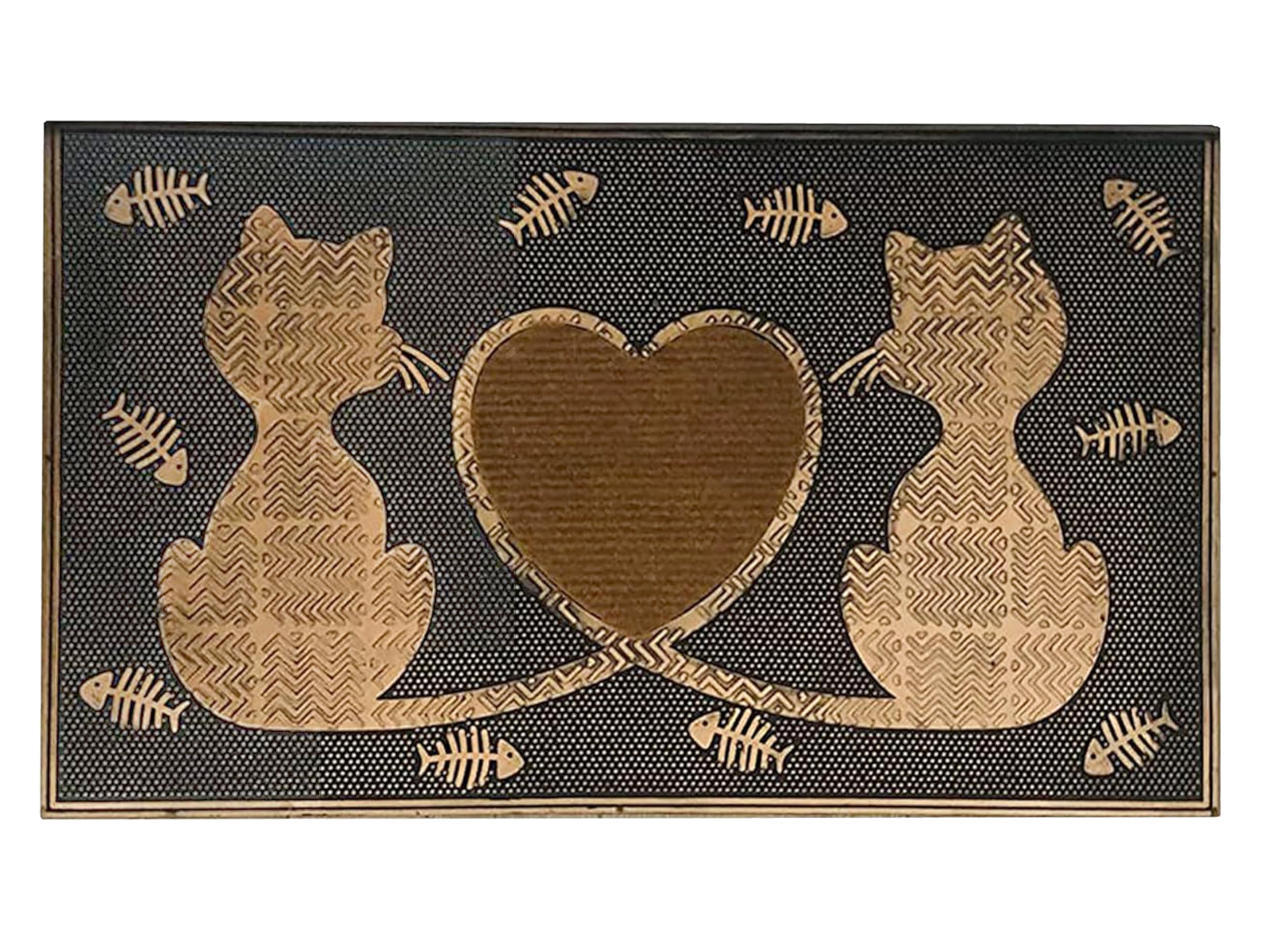 A1 Home Collections A1HOME200090 Floor Rubber Pin Fun Designed Welcome Door Mats for Indoor Outdoor Entrance, 18 X 30, Twin Cats