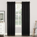Sun Zero Easton Energy Saving Blackout Rod Pocket Curtain Panel, 40 x 84, Black