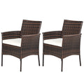 RELAX4LIFE Wicker Patio Chairs Set of 2, Indoor Outdoor PE Rattan Armchairs w/Cane Back, Seat Cushions for Bistro Porch Poolside