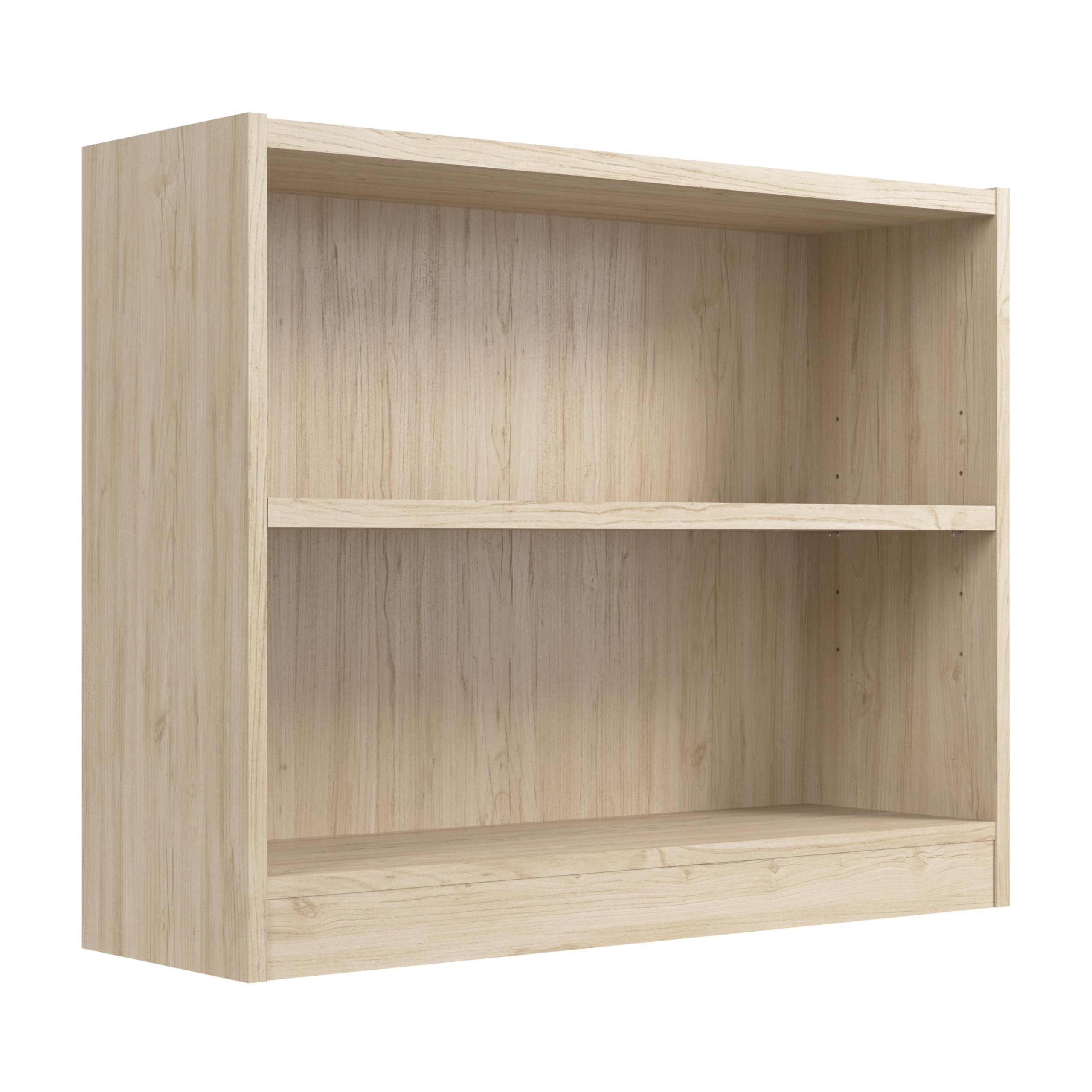 Bush Furniture Universal Small 2 Shelf Bookcase in Natural Elm, Low Storage and Display Bookshelf for Home Office or Living Room