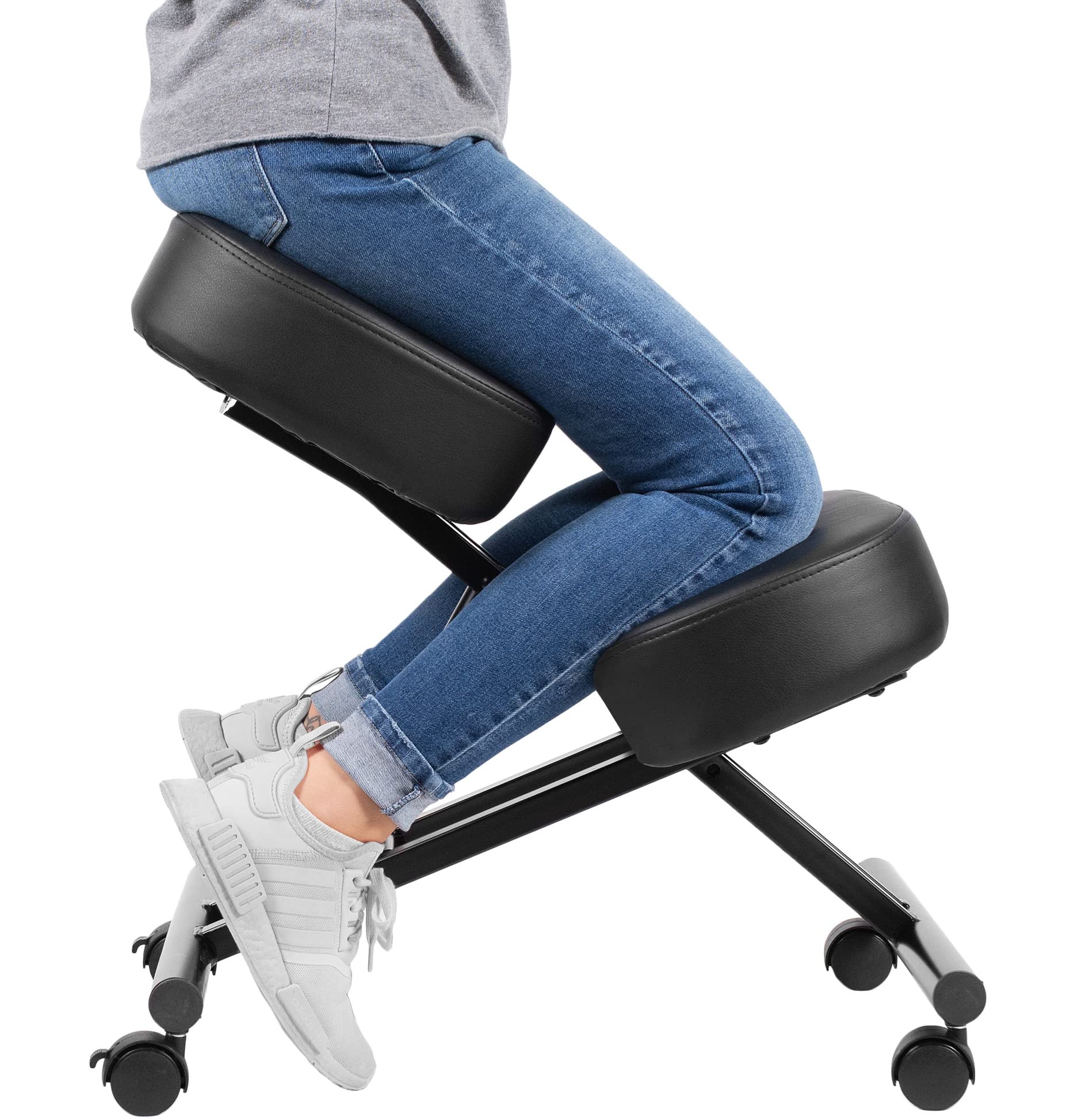 Ergonomic Kneeling Chair, Adjustable Stool for Home and Office - Improve Your Posture with an Angled Seat - Thick Comfortable Mo