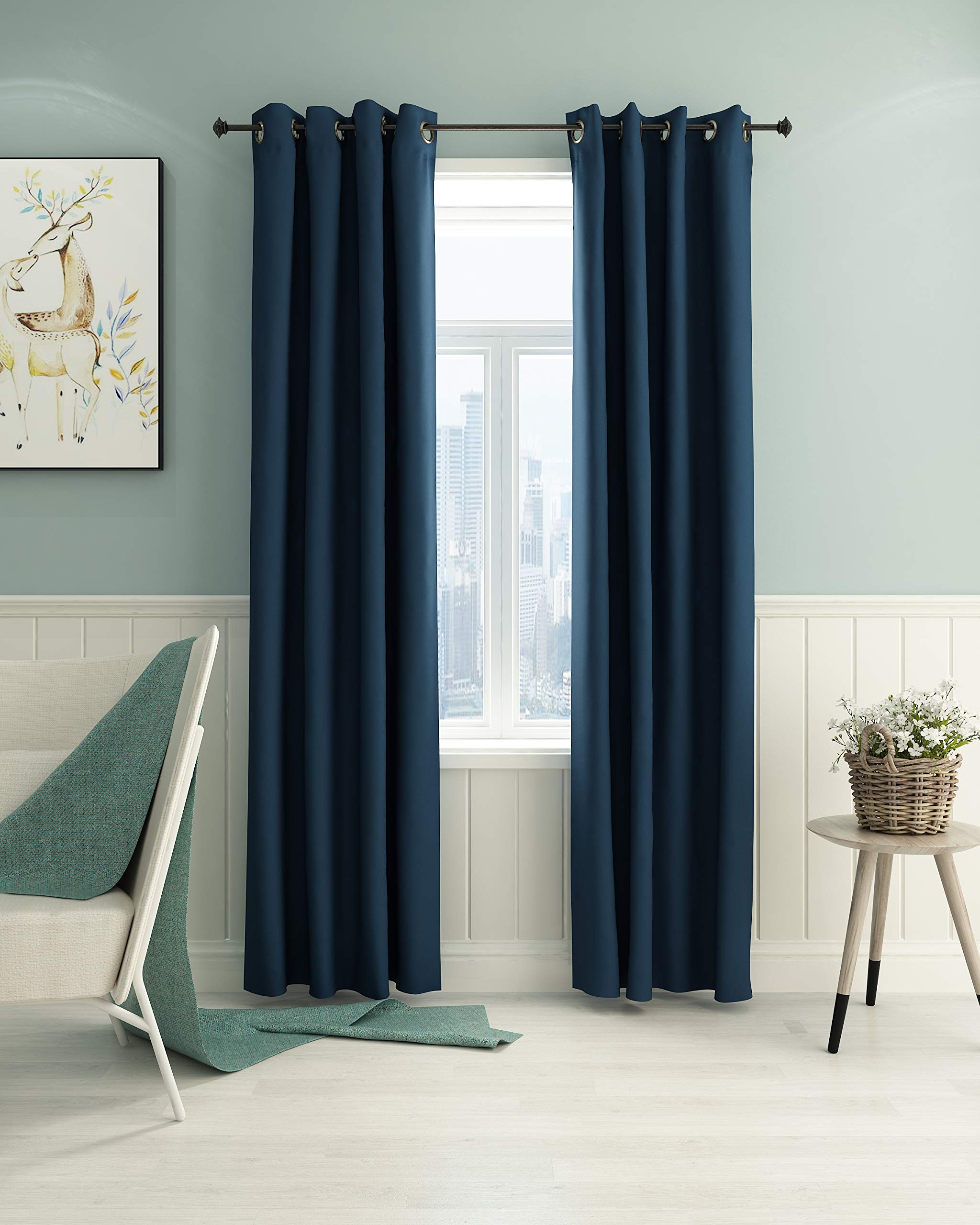 Furinno Collins Curtain 42x84 inches, Dark Blue