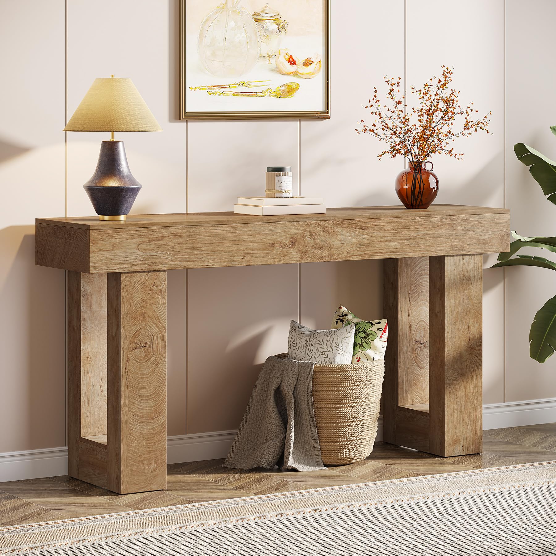 Tribesigns 63-Inch Long Console Table, Wooden Rectangular Sofa Table Behind The Couch, Farmhouse Entryway Table for Entrance, Ha