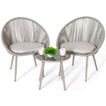 NUU GARDEN 3 Piece Outdoor Bistro Set, Woven Rope Conversation Patio Set, All Weather Patio Furniture Chairs and Table with Cush