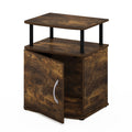 Furinno Jaya End Side Sofa Table/Nightstand with Door, Amber Pine/Black