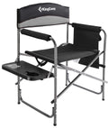 KingCamp Camping Foldable Padded Director Arm Chair with Side Table and Pocket, Grey