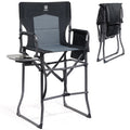 EVER ADVANCED Portable 30.7 Seat Height Tall Folding Camping Chair Directors Chair High Foldable Bar Stool with Side Table for M