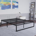Flash Furniture Bentley 14 Metal Platform Bed Frame - Black Frame/Steel Slats - 12.5 Underbed Storage - No Box Spring Needed - Q